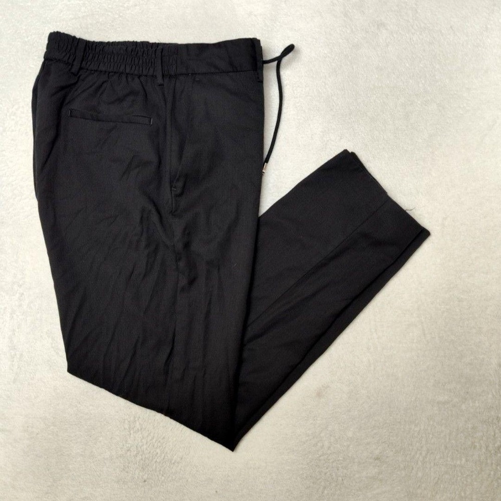 Hugo Boss Pants Mens 34x31 Black Genius Slim Wool Elastic Drawstring Tapered